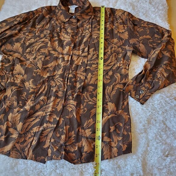Vintage PAUL STANLEY Womens Brown 100% Silk Shirt Blouse Size 10 - Picture 8 of 10